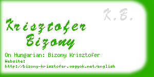 krisztofer bizony business card